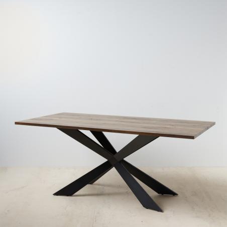 MESA COMEDOR NEGRO-MARRÓN METAL / MDF 180 X 93 X 75 CM