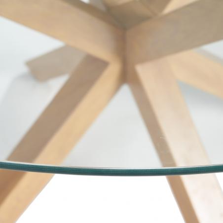 MESA COMEDOR NATURAL CRISTAL-METAL 120 X 120 X 76 CM