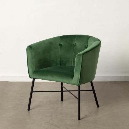 SILLÓN TERCIOPELO VERDE TEJIDO-METAL 69 X 60 X 75 CM