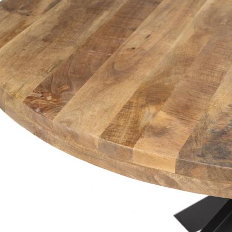MESA COMEDOR NATURAL-NEGRO MADERA-HIERRO 140 X 140 X 77 CM