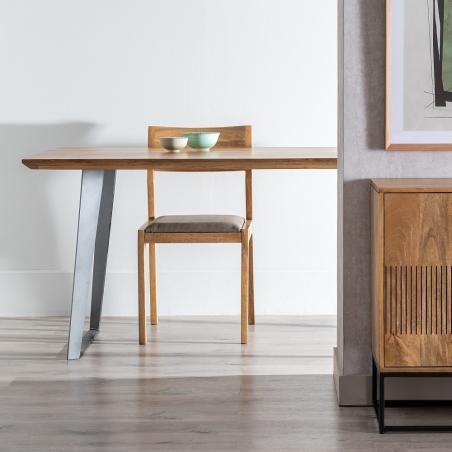 MESA COMEDOR NATURAL-NEGRO MADERA-HIERRO 170 X 90 X 76 CM
