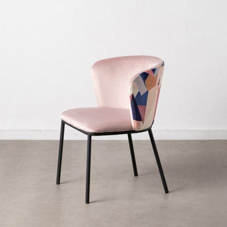 SILLA ABSTRACTO ROSA PALO TEJIDO-METAL 58 X 52 X 77 CM