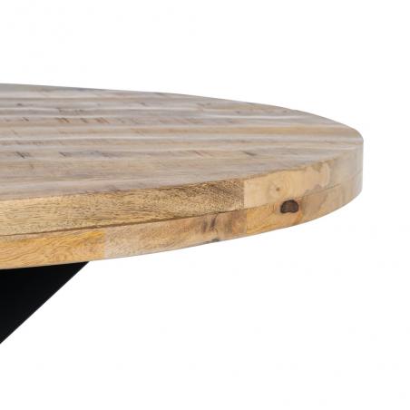MESA COMEDOR NATURAL-NEGRO MADERA-HIERRO 130 X 130 X 77 CM