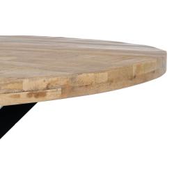 MESA COMEDOR NATURAL-NEGRO MADERA-HIERRO 150 X 150 X 77 CM