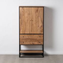 ARMARIO NATURAL MADERA-METAL SALÓN 90 X 45 X 190 CM