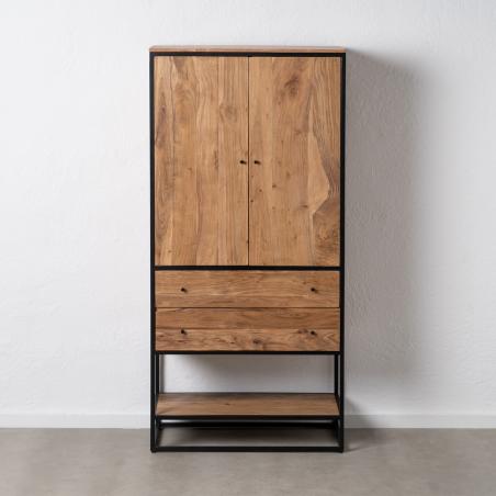 ARMARIO NATURAL MADERA-METAL SALÓN 90 X 45 X 190 CM