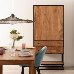 ARMARIO NATURAL MADERA-METAL SALÓN 90 X 45 X 190 CM