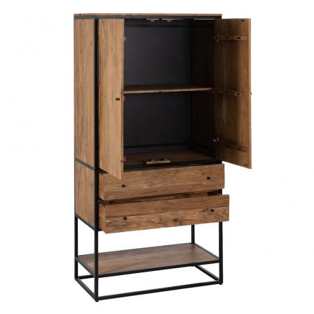 ARMARIO NATURAL MADERA-METAL SALÓN 90 X 45 X 190 CM