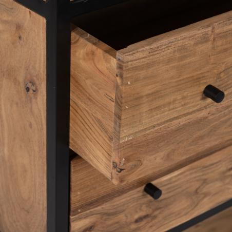 ARMARIO NATURAL MADERA-METAL SALÓN 90 X 45 X 190 CM