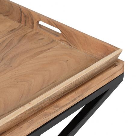 MESA CENTRO NATURAL MADERA DE MANGO 85 X 85 X 39 CM
