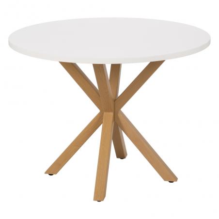 MESA COMEDOR BLANCO-NATURAL DM-METAL 100 X 100 X 76 CM