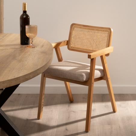 SILLA BRAZOS NATURAL MADERA / FIBRA 56 X 55 X 81 CM
