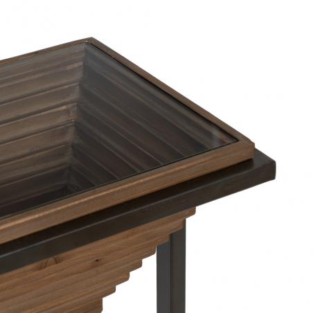 CONSOLA NATURAL-NEGRO MADERA-METAL 134 X 32 X 83 CM