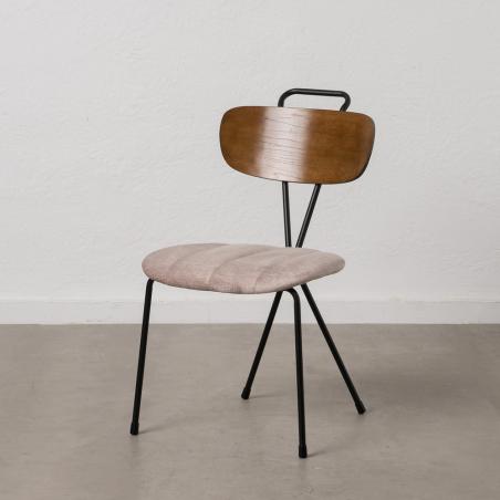 SILLA BEIGE TEJIDO-METAL DECORACIÓN 47,50 X 61 X 85 CM