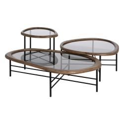 MESA CENTRO NATURAL-NEGRO MADERA-METAL 76 X 81 X 38 CM