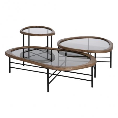 MESA CENTRO NATURAL-NEGRO MADERA-METAL 76 X 81 X 38 CM