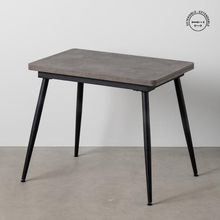 MESA EXTENSIBLE GRIS METAL-MADERA PAX 90 X 60 X 75 CM