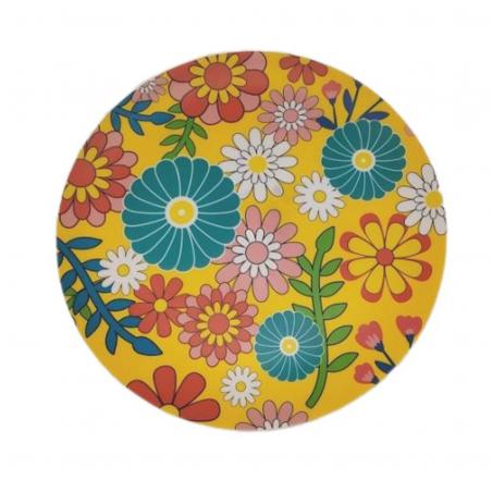 PLATO AMARILLO FLORES  25CM