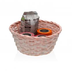 CESTA REDONDA ROSA DE 23 CM DE DIAMETRO