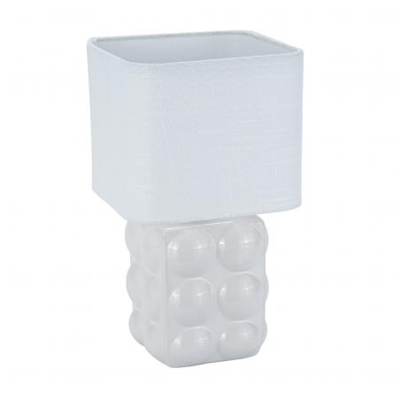 LAMPARA CON BASE BLANCA Y TULIPA CUADRADA