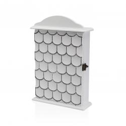 CAJA DE LLAVES BLANCA CON DECORADO DE ESCAMAS