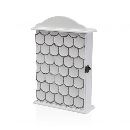 CAJA DE LLAVES BLANCA CON DECORADO DE ESCAMAS