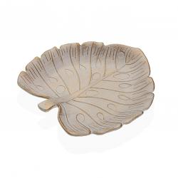 CENTRO DE MESA DORADO GASTADO CON FORMA DE HOJA