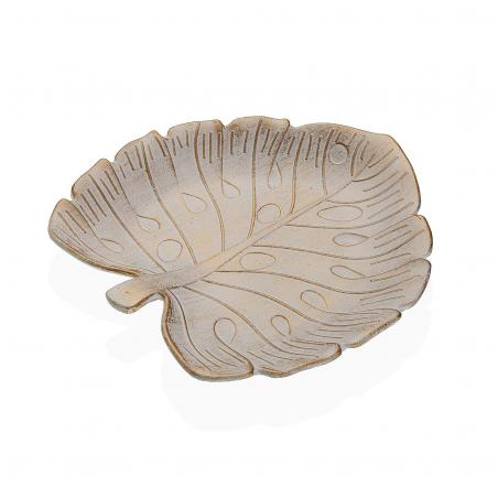 CENTRO DE MESA DORADO GASTADO CON FORMA DE HOJA