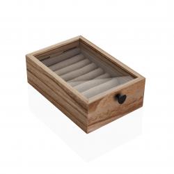 JOYERO MADERA CON TAPA DE CRISTAL