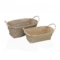 SET DE 2 CESTAS REDONDAS CON ASAS GRISES