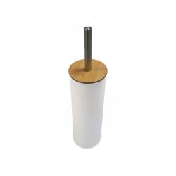 ESCOBILLERO BLANCO CON TAPA DE BAMBU