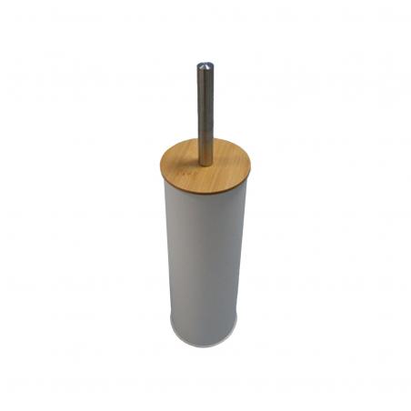 ESCOBILLERO GRIS CON TAPA DE BAMBU