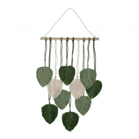 DECORACIÓN PARED MACRAMÉ  HOJAS VERDE