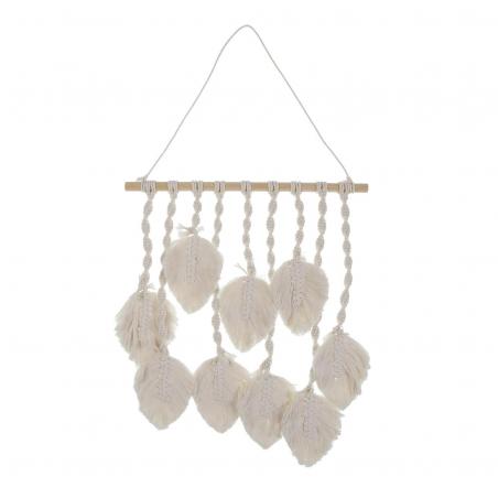 DECORACIÓN PARED MACRAMÉ  HOJAS BLANCO