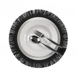 SALVAMANTEL CON  FLECOS NEGRO