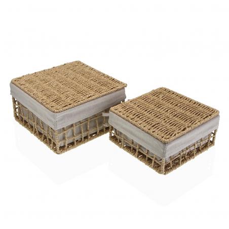 SET DE 2 CESTAS MARRÓN NADIR CON TAPA
