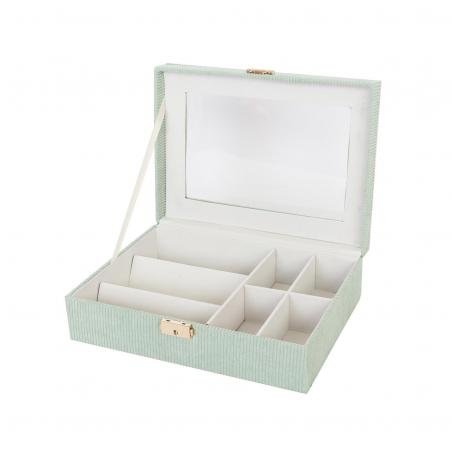 CAJA DE MADERA CON INTERIOR VERDE PARA RELOJES