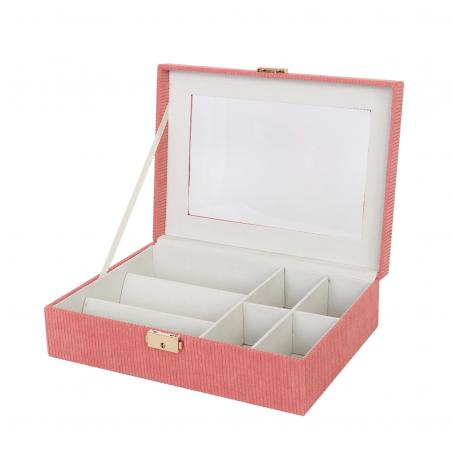 CAJA DE MADERA CON INTERIOR ROJO PARA RELOJES
