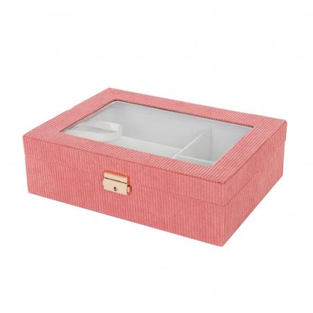 CAJA DE MADERA CON INTERIOR ROJO PARA RELOJES
