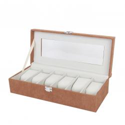 CAJA DE PANA GRIS PARA 6 RELOJES