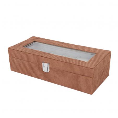 CAJA DE PANA GRIS PARA 6 RELOJES