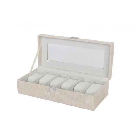 CAJA DE PANA BEIGE PARA 6 RELOJES
