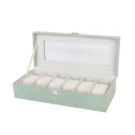 CAJA DE PANA VERDE PARA 6 RELOJES