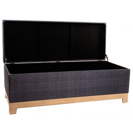 Baqueta Baúl Tejido Gris Pata Madera
