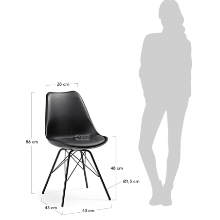 Silla Comedor Lars Estructura de Metal Color Negro