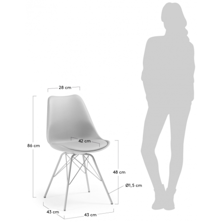 Silla Comedor Lars Estructura de Metal Color Gris