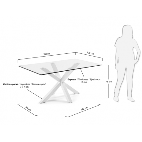 Mesa Arya Estructura Color Blanco 180X100