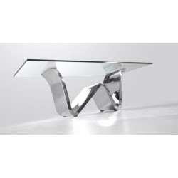 Mesa Centro Moderna Acero Inoxidable Pulido Modelo Moss
