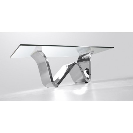 Mesa Centro Moderna Acero Inoxidable Pulido Modelo Moss