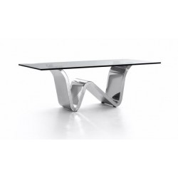 Mesa Centro Moderna Acero Inoxidable Pulido Modelo Moss
